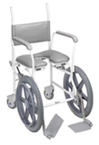 A08 - FAUTEUIL DE DOUCHE A SIEGE PERCE A GRANDES ROUES...